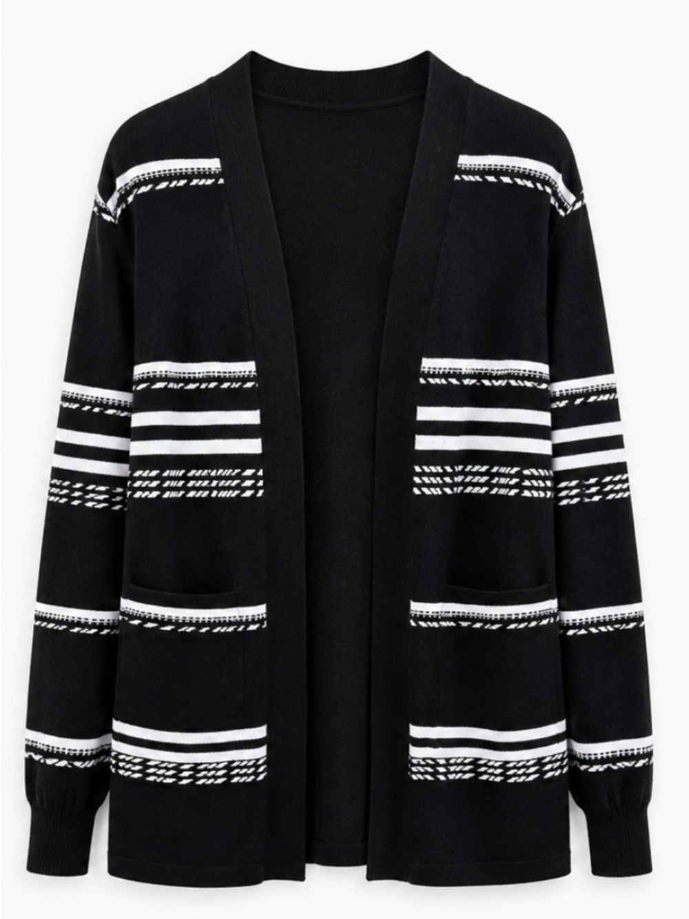 SIENNA & SAGE Black and White Soft Striped Women's Cardigan S